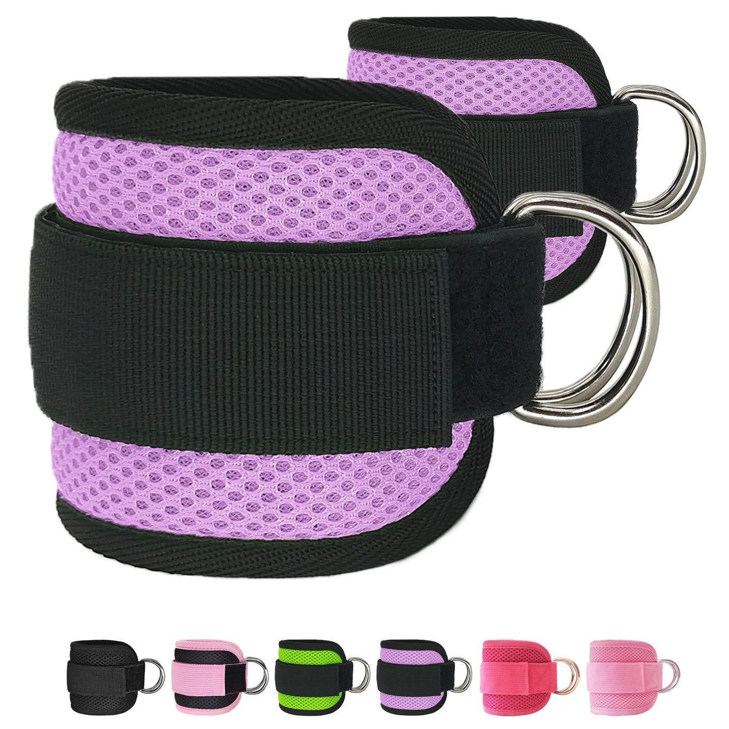 Langmeil 2Pack Comfortable Ankle Strap for Cable Machine, Fitness Work Out Cuff Attachment for Home & Gym, Booty Workouts Kickbacks, Leg Extensions, Hip Abductors Men Women(Purple)