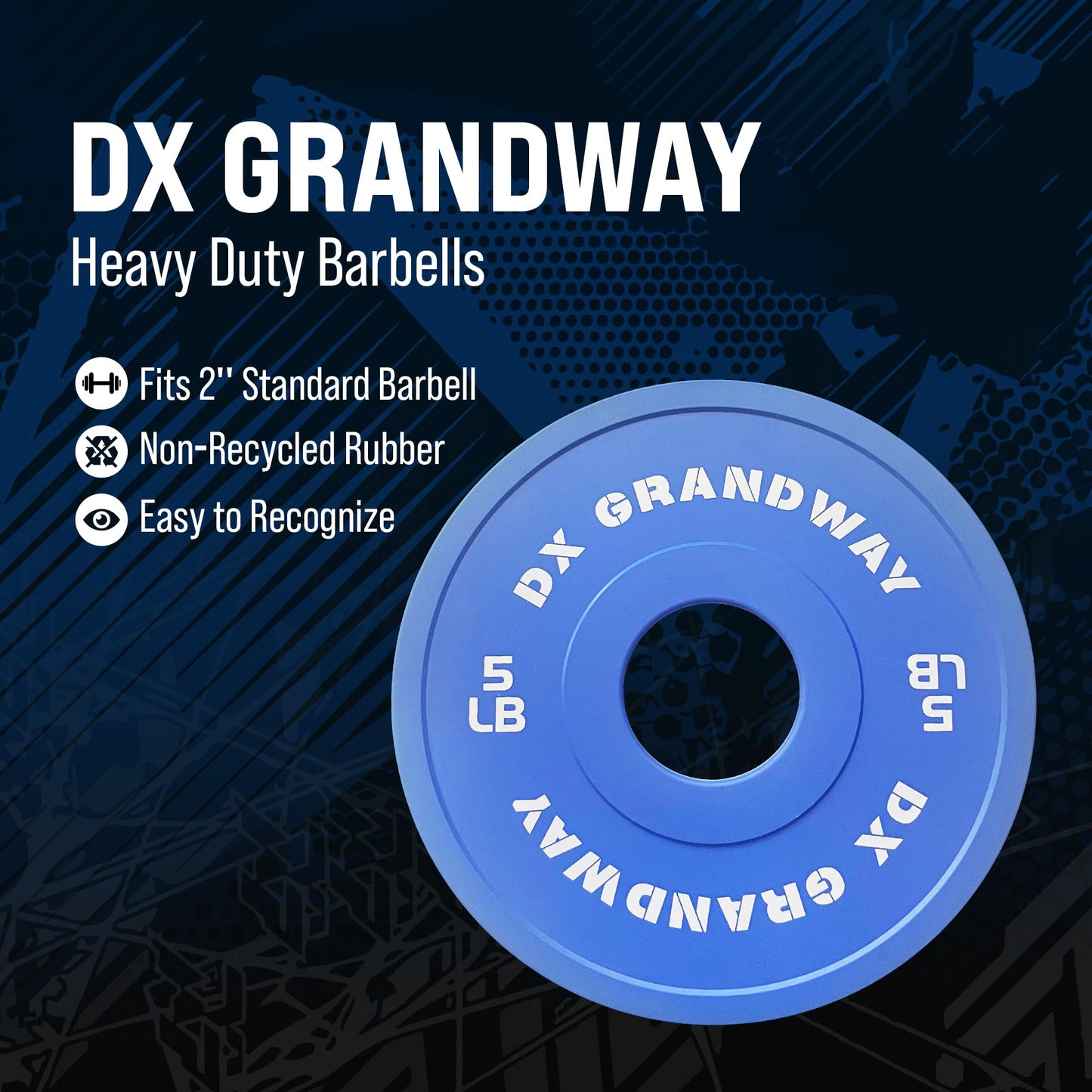 [5LB Pair] DX Grandway Fitness Change Plates 1.25LB 2.5LB 5LB Pairs Support Plates Olympic Plates for Weight Lifting Bumper Weight Plates Steel Rubber Strength Training Weight Plates