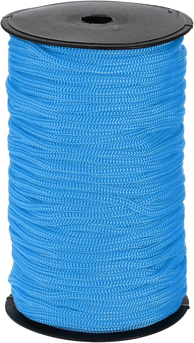 MECCANIXITY 3/16 Inch Polypropylene Rope Braided Ropes, 328ft Nylon Rope Hollow Utility Cord for Clothesline, Camping, Hiking, Outdoor, Lake Blue