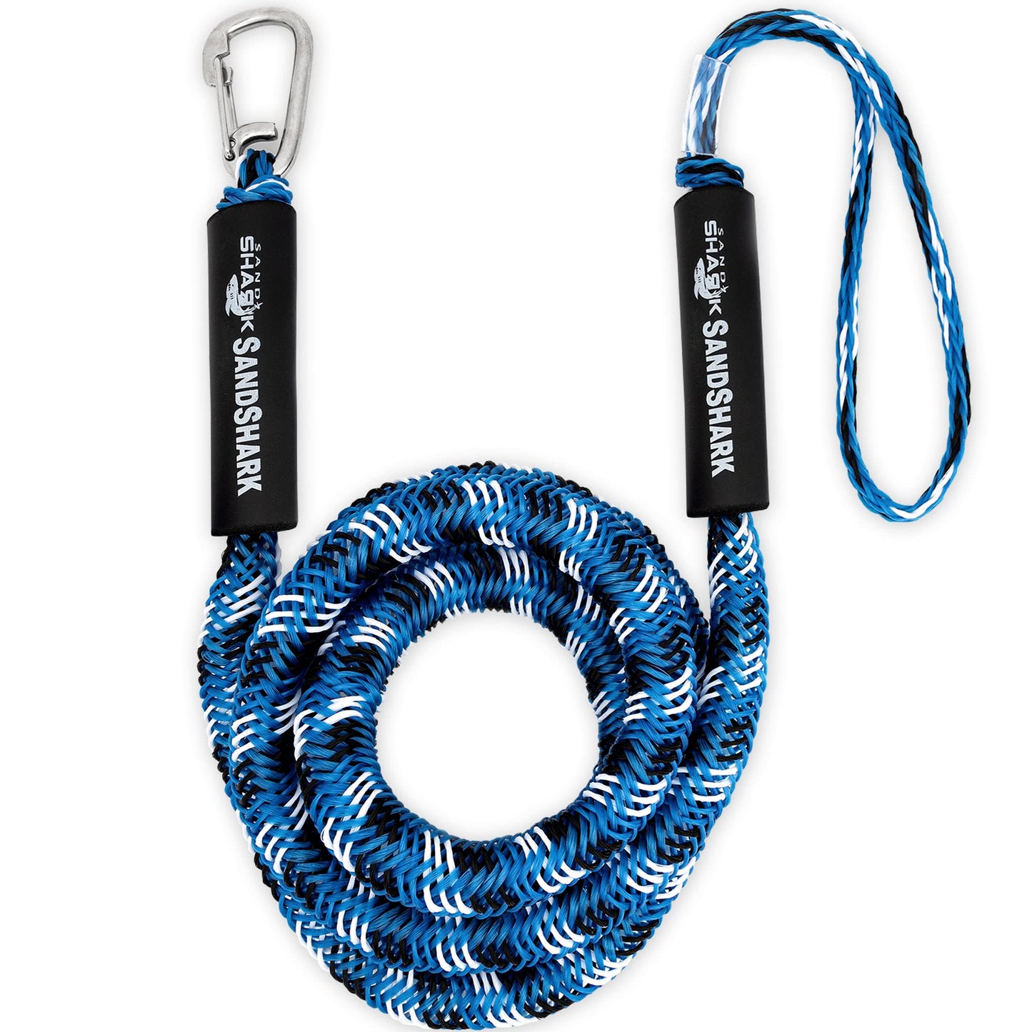 SandShark Premium Anchor Bungee Dock Line. Boat Accessories Anchor Line Absorbs Shock to Anchors and Docks w/Stainless Steel Clip - Blue - 7-14ft