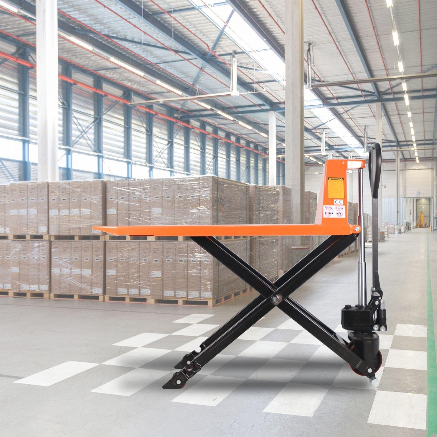 Tory Carrier Manual Scissor Pallet Jack Hand Truck Lift 2200lbs Capacity 45" Lx21 W Fork, 3.3'' Lowered, 31.5'' Raised Height for Open Bottom Pallet