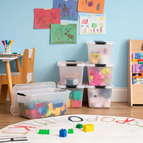 IRIS USA 6-Pack Clip Box - 13 Quart Craft Storage Bins for Home, Office & Classroom Organization