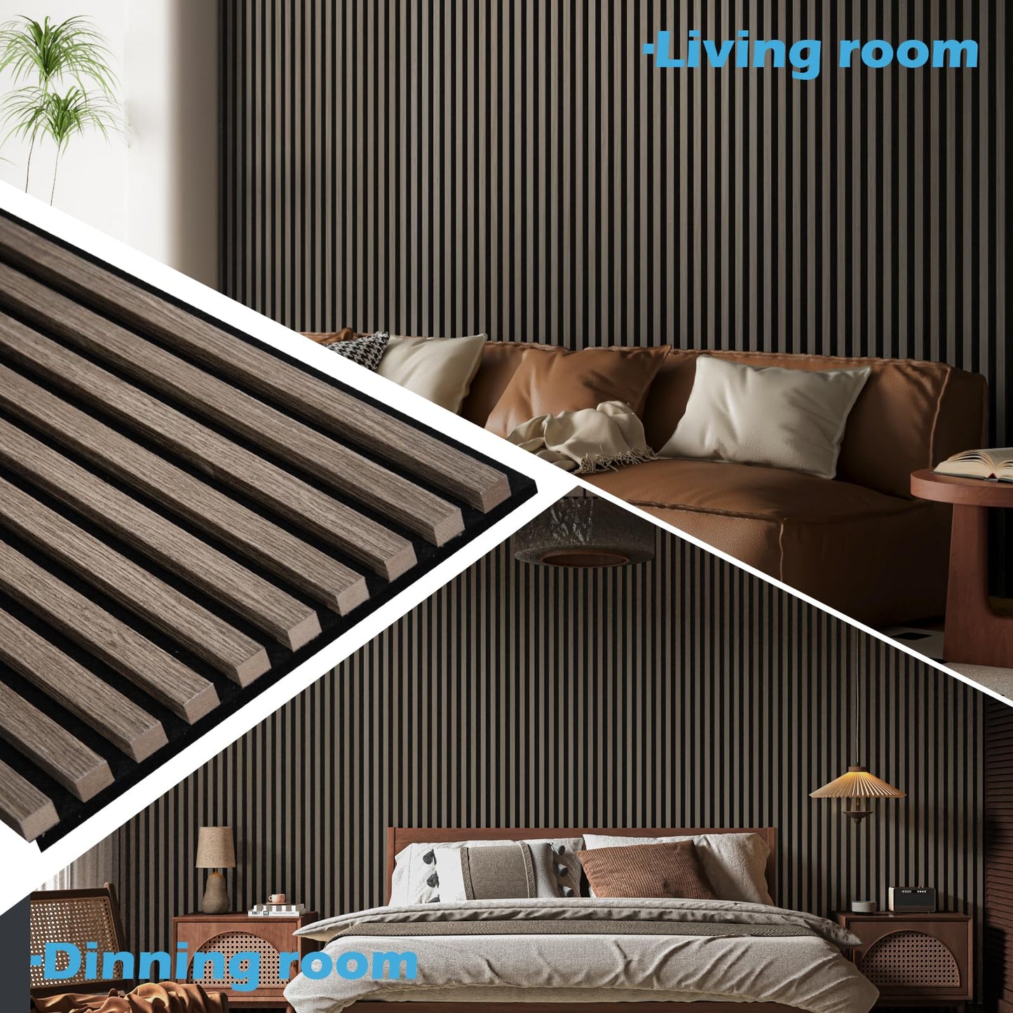 Art3d 2-Pack 108" x 12" Acoustic Wood Panels for Wall, Soundproof Wood Slat Panel for Wall and Ceiling, 3D Fluted Sound Absorbing Paneling for Interior Wall Decor, Living Room, Bedroom - Walnut