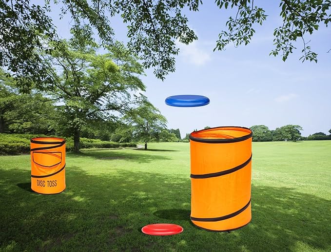 Folding Disc Toss Game Set - Flying Disc Toss Dunk Game Set - Includes 2 Disc Targets with Bean Bag & 2 Flying Discs & Carrying Case - Great for Backyard,BBQs,Tailgating