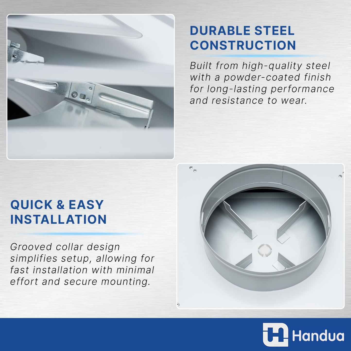 Fits 24x24 Steel T-Bar Drop Ceiling Grid | 2x2 Feet Lay in Steel Air Supply Diffuser with Round 12" [Neck Size] by Handua | 3 Cone | Drop Celing Vent | White | Outer Dimension: 23-3/4" x 23-3/4"