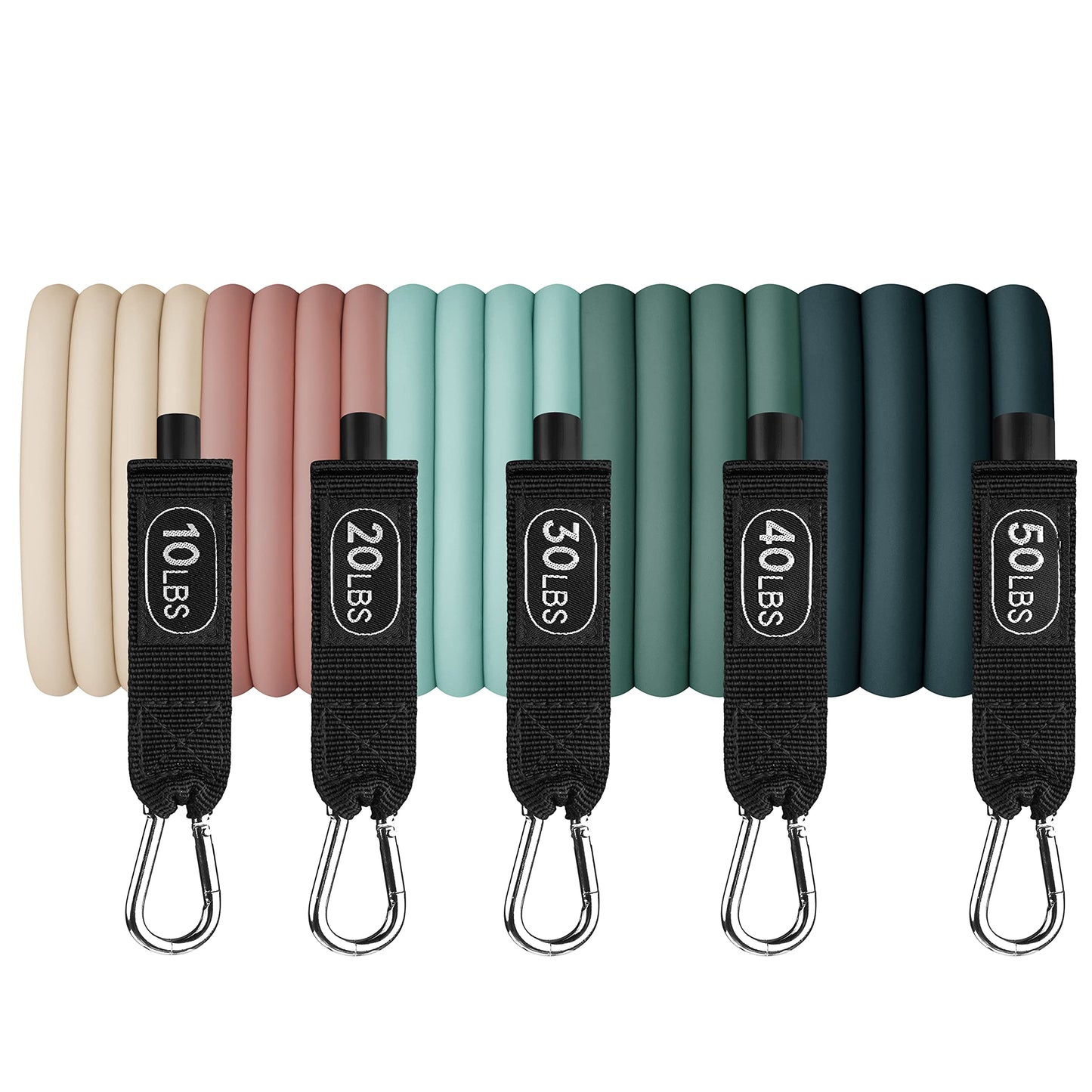 Retrospec Train Resistance Bands Set for Working Out - 5 Stackable Bands, Handles & Door Anchor - Portable Fitness Equipment for Physical Therapy & Yoga Includes Carry Bag