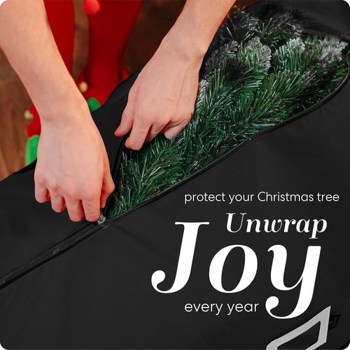 Handy Laundry - Rolling Tree Storage Bag - Zippered Bag for 7.5-Foot Christmas Tree | Easy Transport with Carry Handles & Wheels - Protects Against Dust & Moisture (Black)