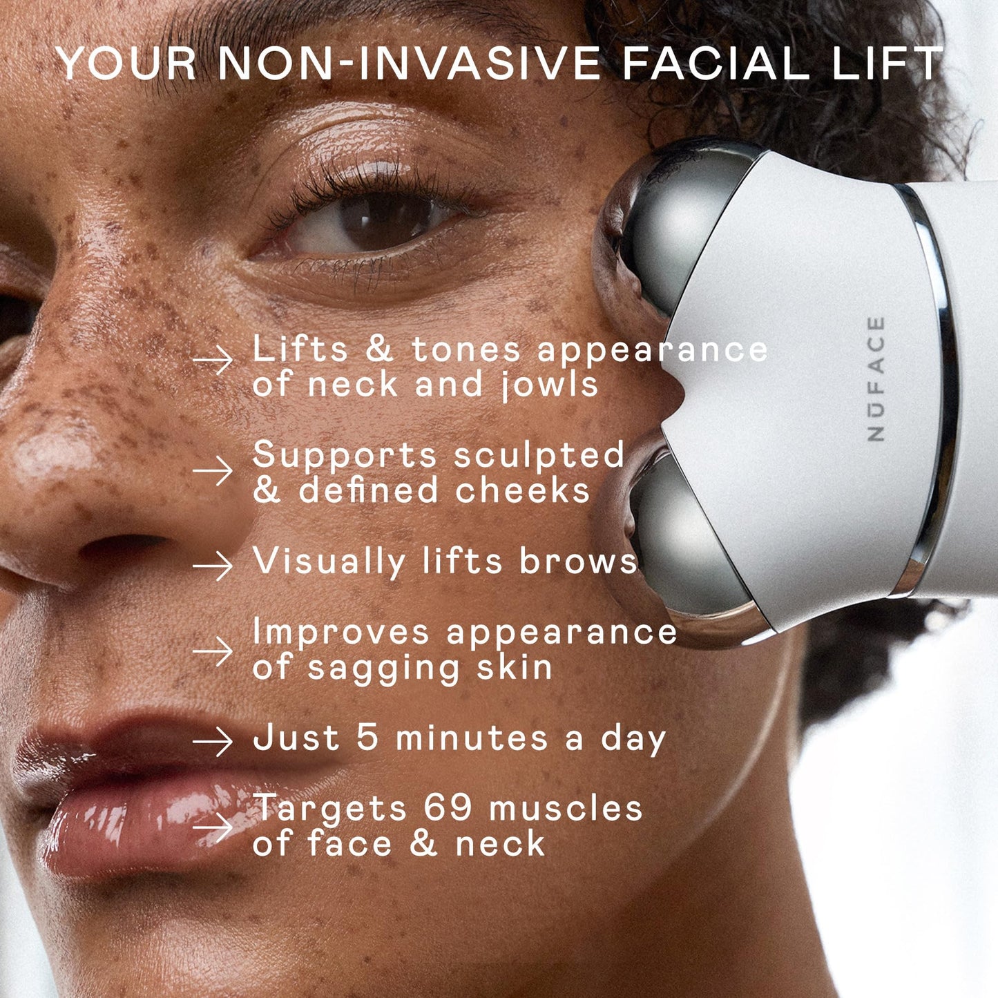 NUFACE Trinity+ Facial Massager + LED Red Light Therapy - Wrinkle Reducer, Skin Tightening & Lifting for Neck, FDA-Cleared - Enhances Radiance, Reduces Fine Lines - Microcurrent Facial Device