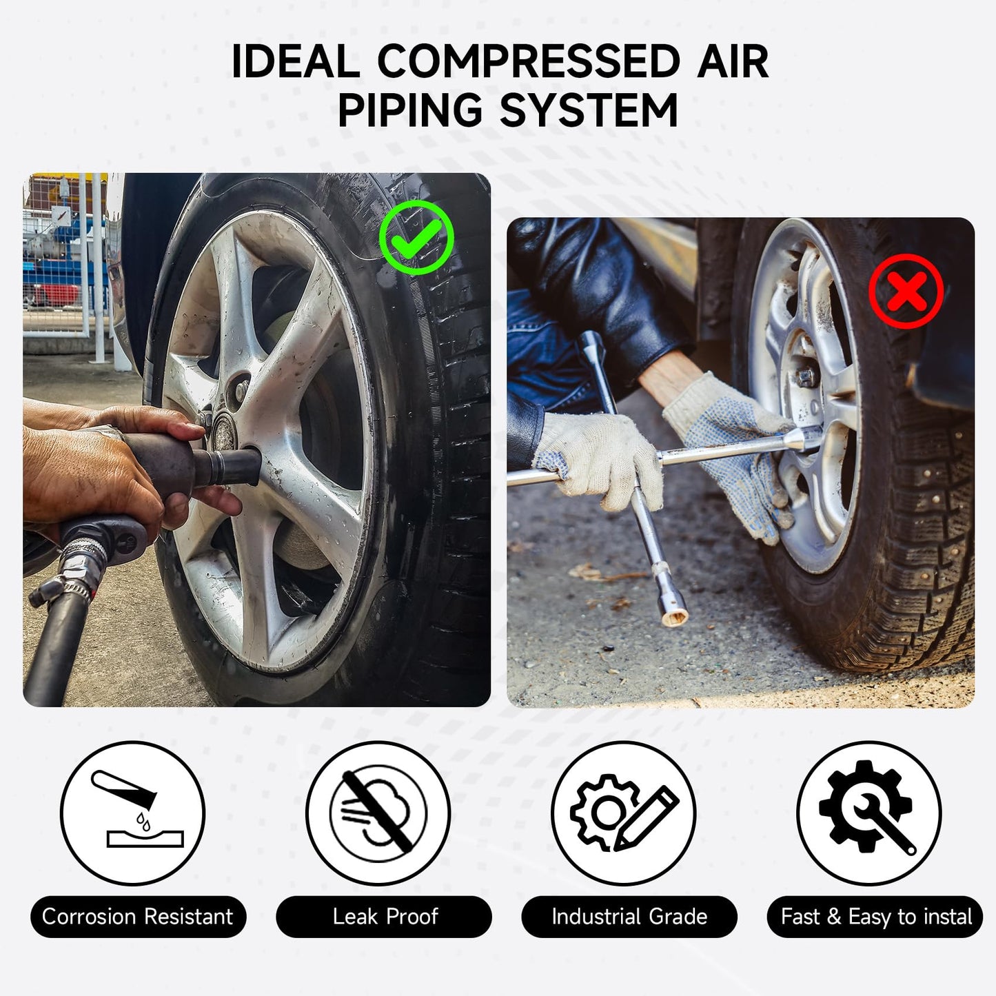 3/4" × 200 FT Shop Air Line Kit, Rapid Air System 3/4 Inch Hdpe-Aluminum Compressed Air Piping for Garage Includes Air-locking/Elbow/Tee/Air Outlet Block Fittings Leak Proof Easy to Install