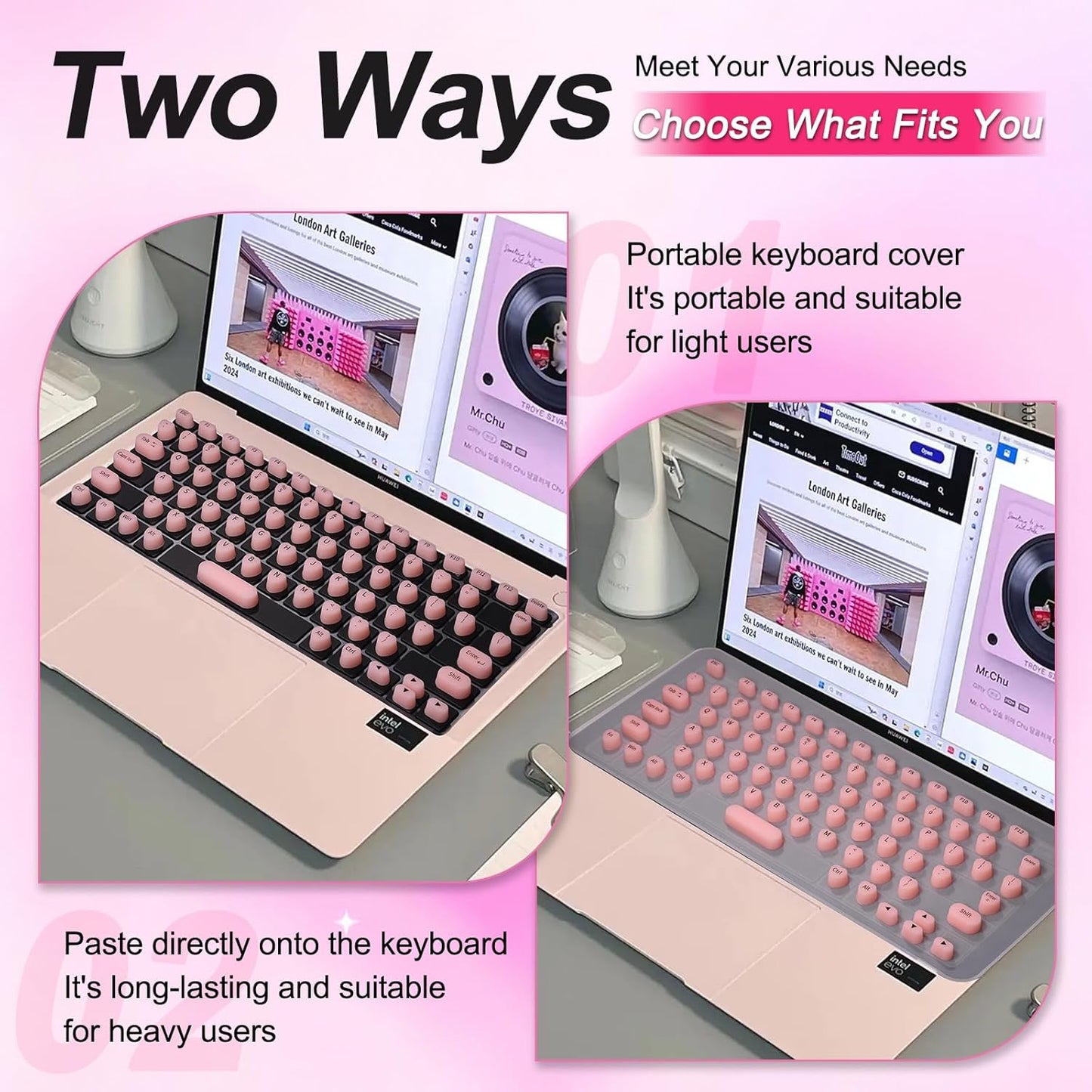 Raisetip 15.6") Universal Laptop Keyboard Cover for Long Nails - Comes with a Separate DIY Film, Raised Keyboard