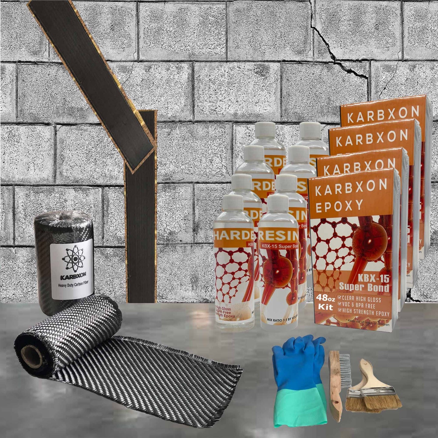 100 ft - Carbon Fiber-Basement Wall Crack Repair Kit - Carbon Fiber Foundation Wall Repair - Easy to use Includes Instructions