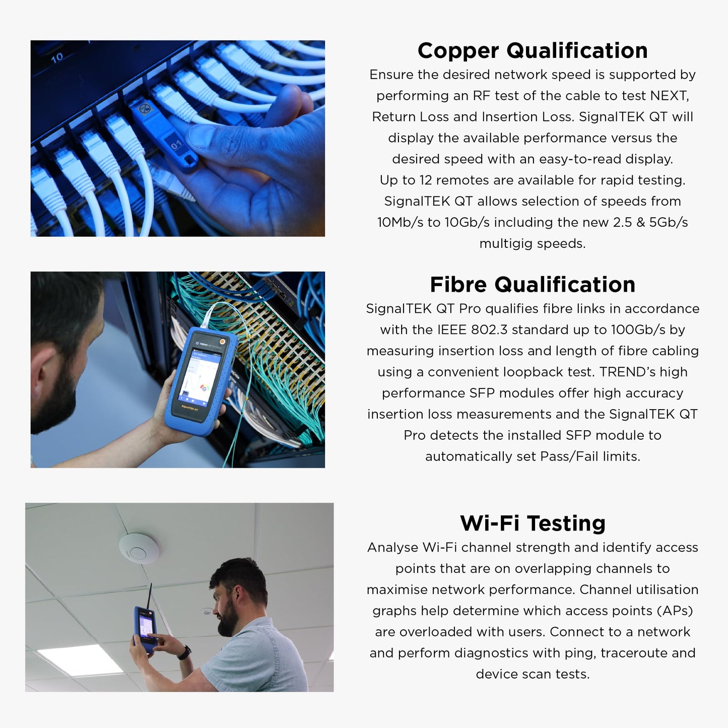 TREND Networks | SignalTEK QT Pro | All-in-One 10G Copper, Fiber & Wi-Fi Qualification Tester | Advanced Wi-Fi Diagnostics | PoE Load Testing & Network Diagnostics | R166001