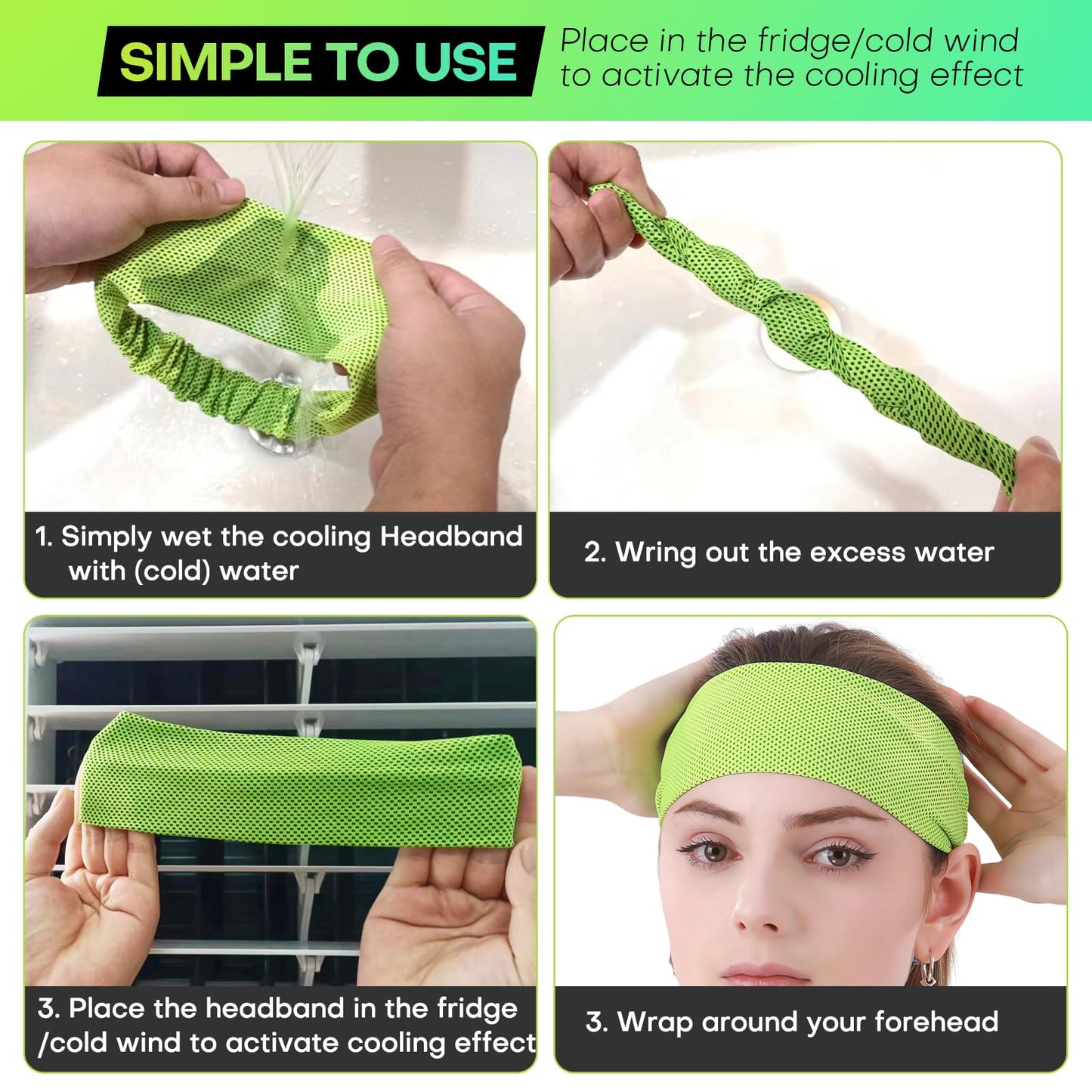 5PCS Cooling Headbands, Stretchy Cooling Sweatbands, Moisture-Wicking Sports Headbands for Women and Men Workout, Yoga, Running, Biking