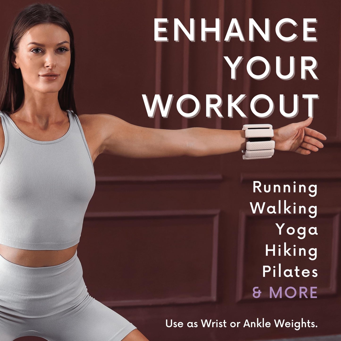 Polyfit Wrist & Ankle Weights - 1 Pair - Wearable Ankle Weights for Women and Men - Wearable Bracelet for Exercise, Yoga, Walking, Running, Dance, Barre, Pilates, Cardio, Aerobics (WINE)