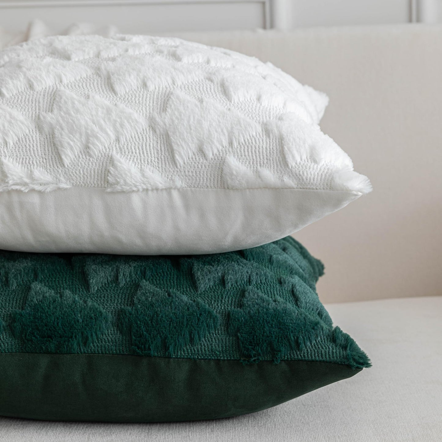 SHITURRE Christmas Tree Decorative Throw Pillow Covers Set of 2 Packs, Soft Fluffy Pillowcases for Home Décor, Boho Pillow Covers for Couch Bedroom(Green-Tree, 20"x20")