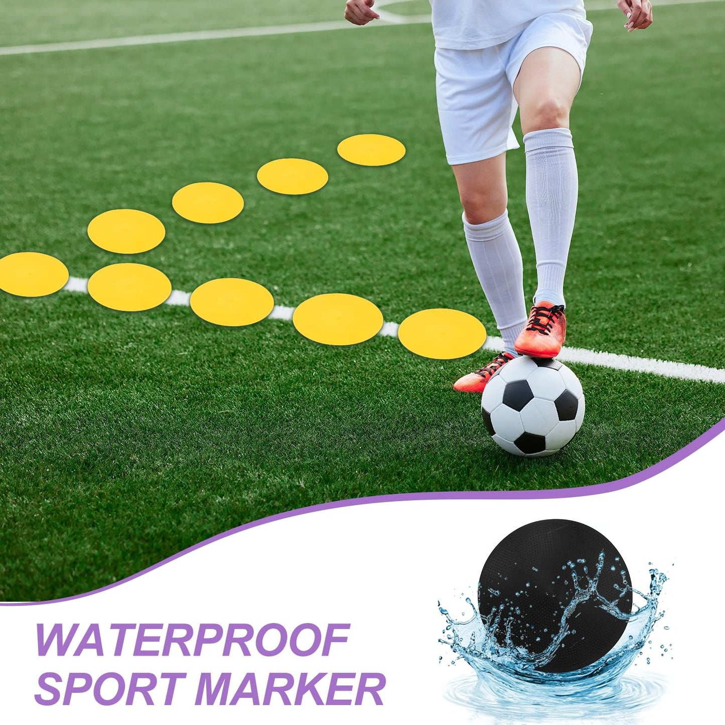 PATIKIL Spot Markers 8 Inch, 12 Pcs Non-Slip Floor Dots Agility Markers Flat Field Cones Poly Dots for Gym PE Speed Training Dance Soccer Basketball Sports, Black