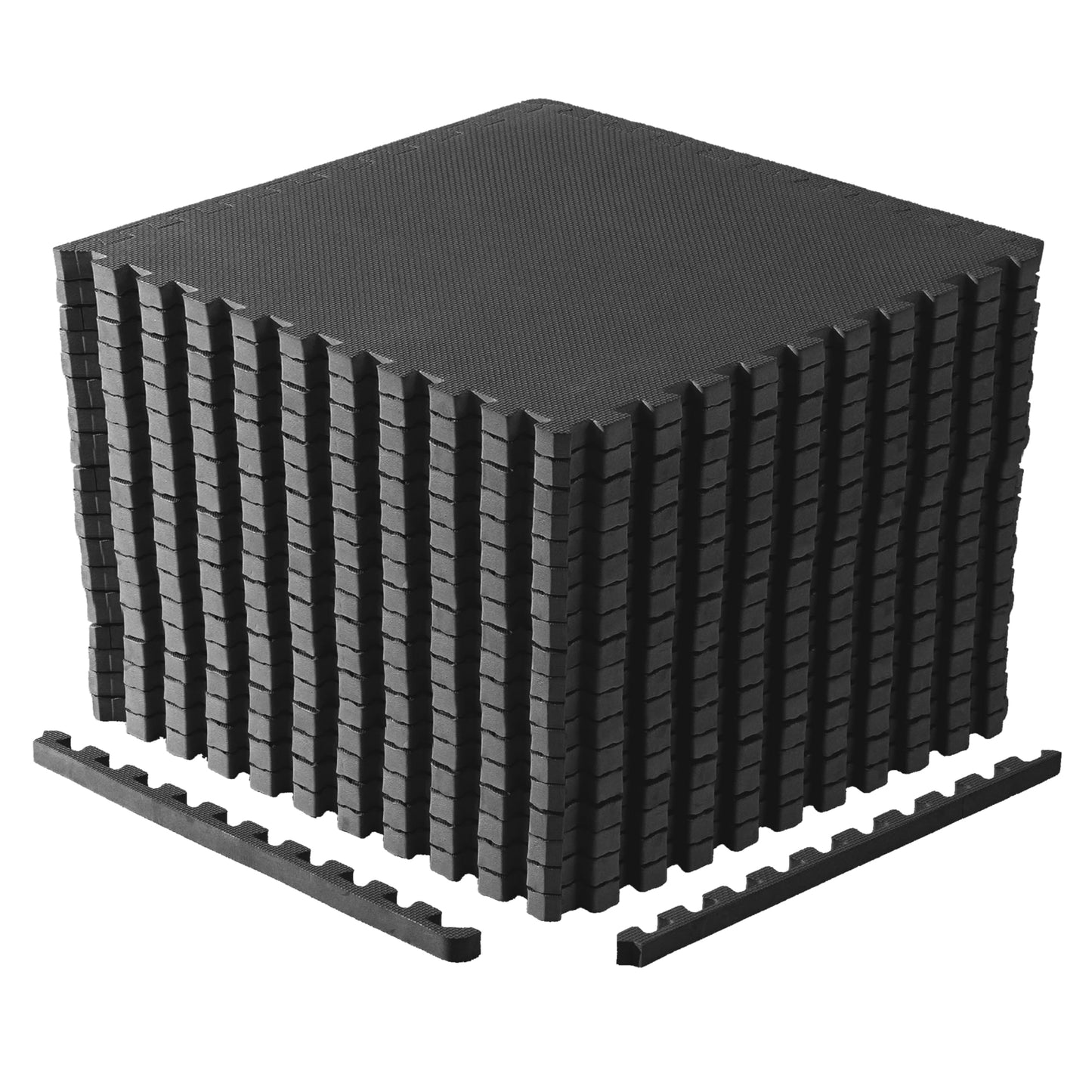 CAP Barbell 1-Inch Interlocking EVA Foam Exercise Puzzle Mat Home Gym Flooring - 3 Pack | 24" x 24" x 1" | T Pattern - Black