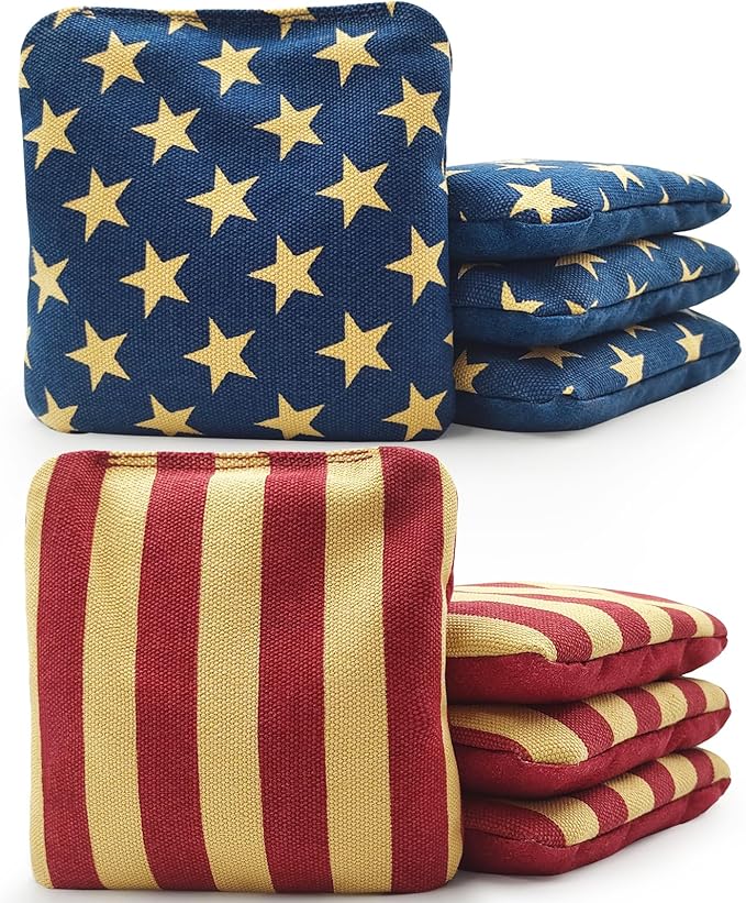 JIMTERRY Professional Cornhole Bags Set of 8 Dual Sided Corn Holes Bags Double Sided Regulation Slick and Stick Corn Hole Bean Bags for Pro Corn Hole Game