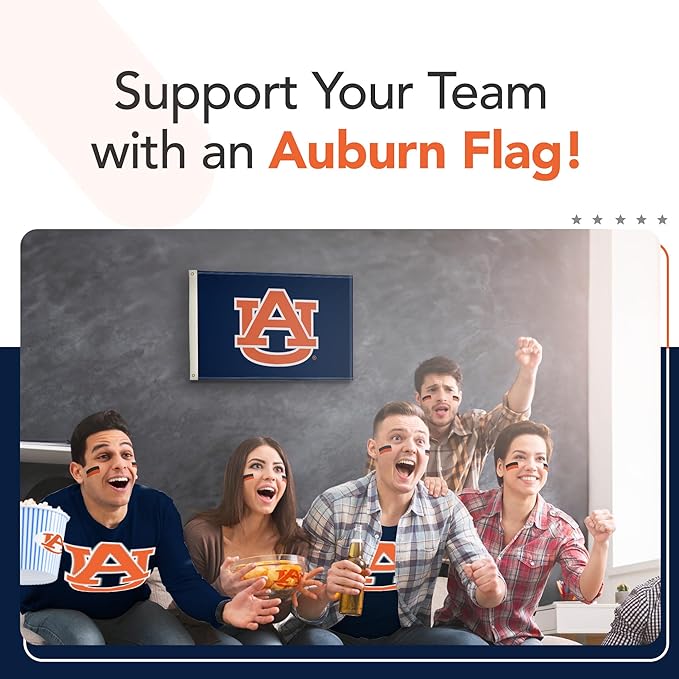 Auburn Tigers College Sports Printed Flag - NCAA Licensed - Nylon - School Banner (Blue) (2' x 3')