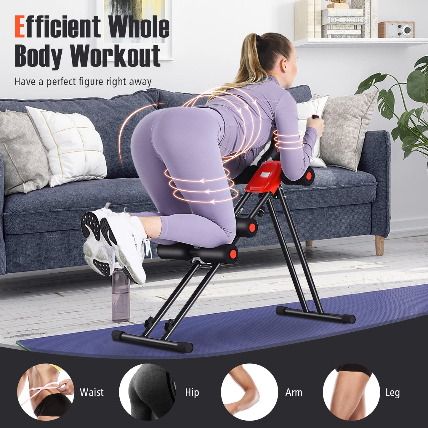 GYMAX Ab Machine, Abdominal Fitness Trainer with 3 Adjustable Resistance & LCD Monitor, Whole Body Workout Equipment Core Waist Cruncher for Home Gym Strength Training