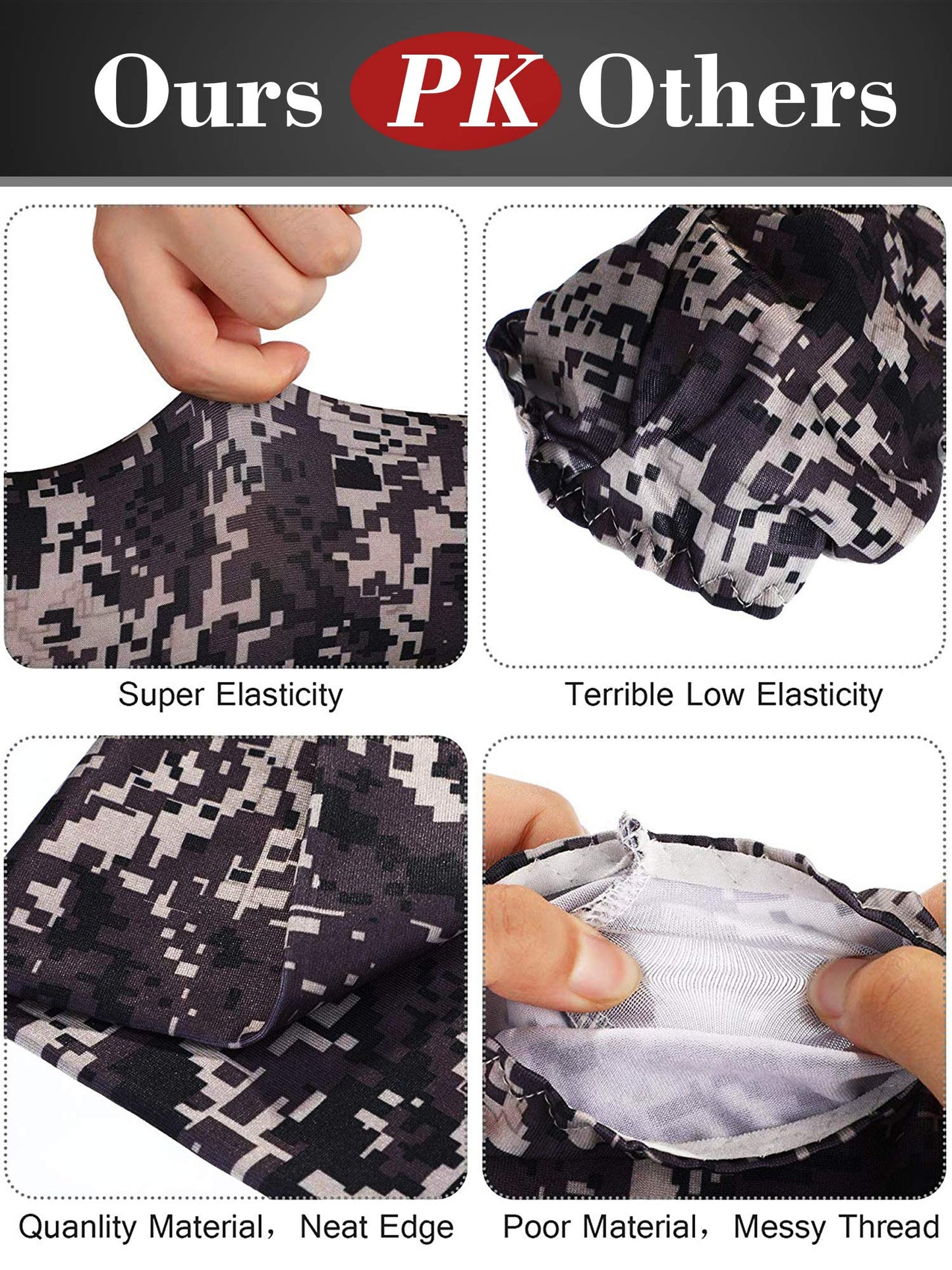 9 Pairs Unisex UV Protection Sleeves Arm Cooling Ice Silk Arm Cover Sleeves (Camouflage, Black)