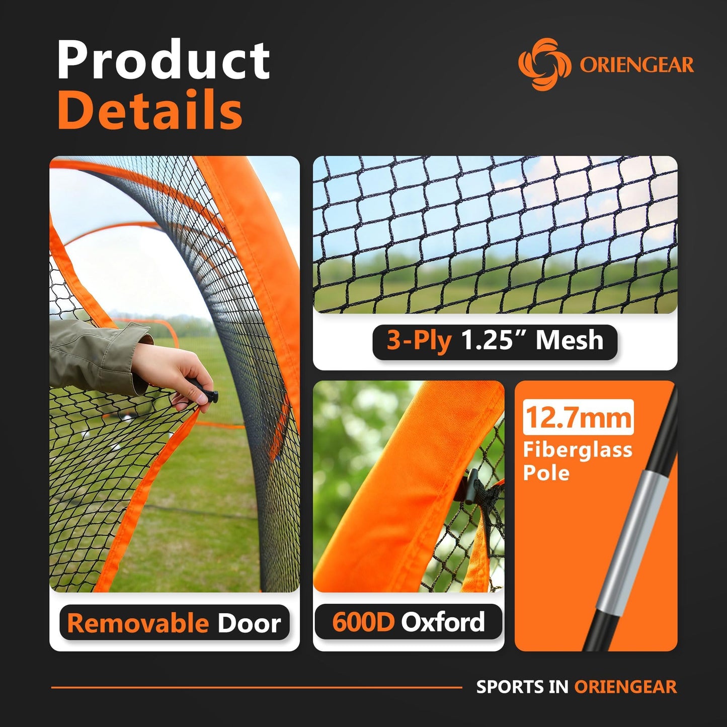 Baseball Batting Cage 30ft for Backyard, Baseball Training Equipment Netting Cages, Golf Softball Baseball Nets for Batting with Frame and Net, Hitting and Pitching Practice, Orange