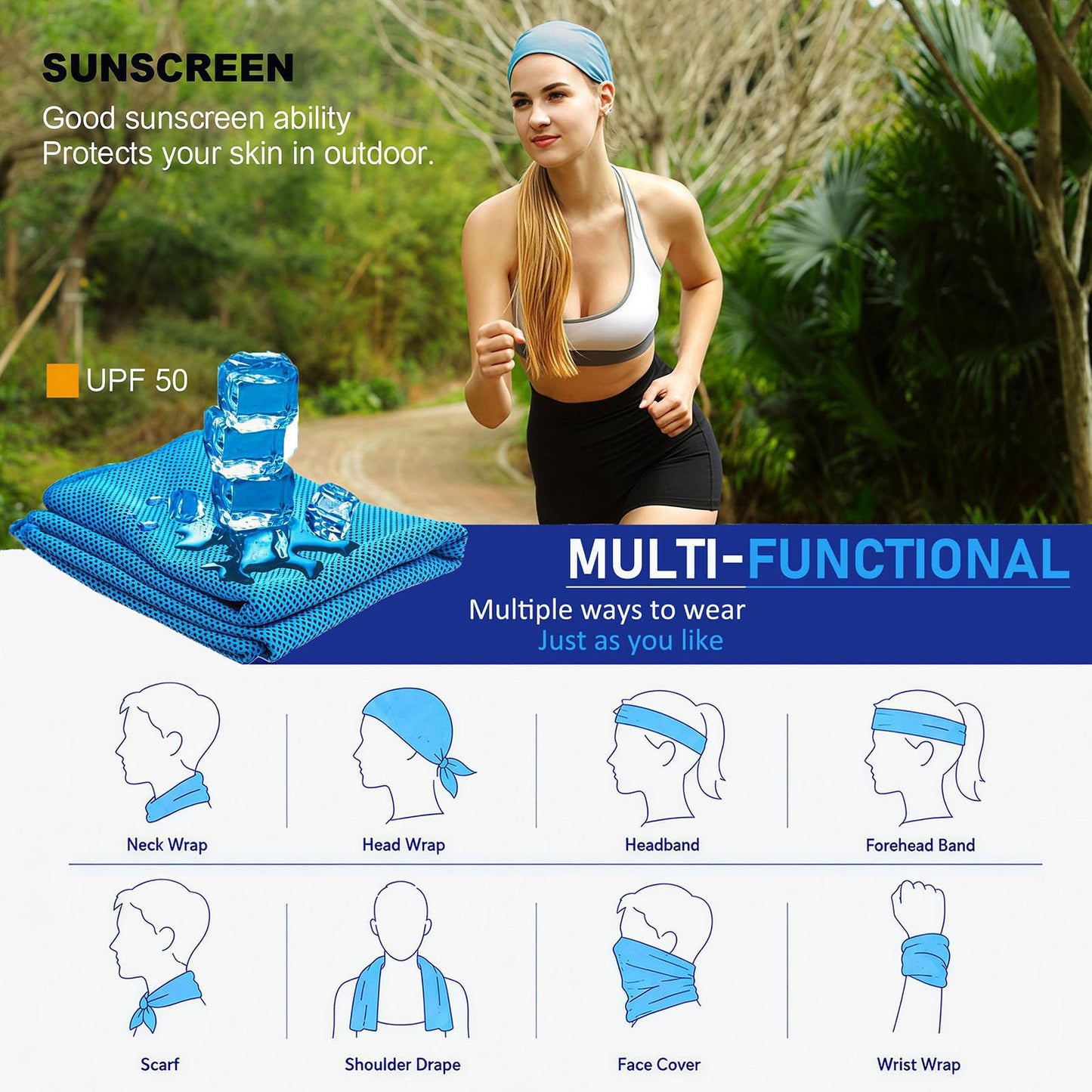 YQXCC Cooling Towel | 2 Pack 47"x12" | Ice Cool for Neck | Soft Breathable Microfiber Chilly | for Yoga, Golf, Gym, Camping, Running, Workout & More Activities