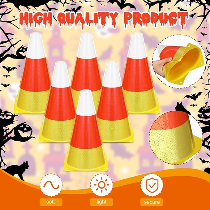 Candy Corn Ring Toss Game Plastic Cones 9 Inch Training Traffic Cones Sport Training Agility Field Marker for Youth Soccer Skating Practice