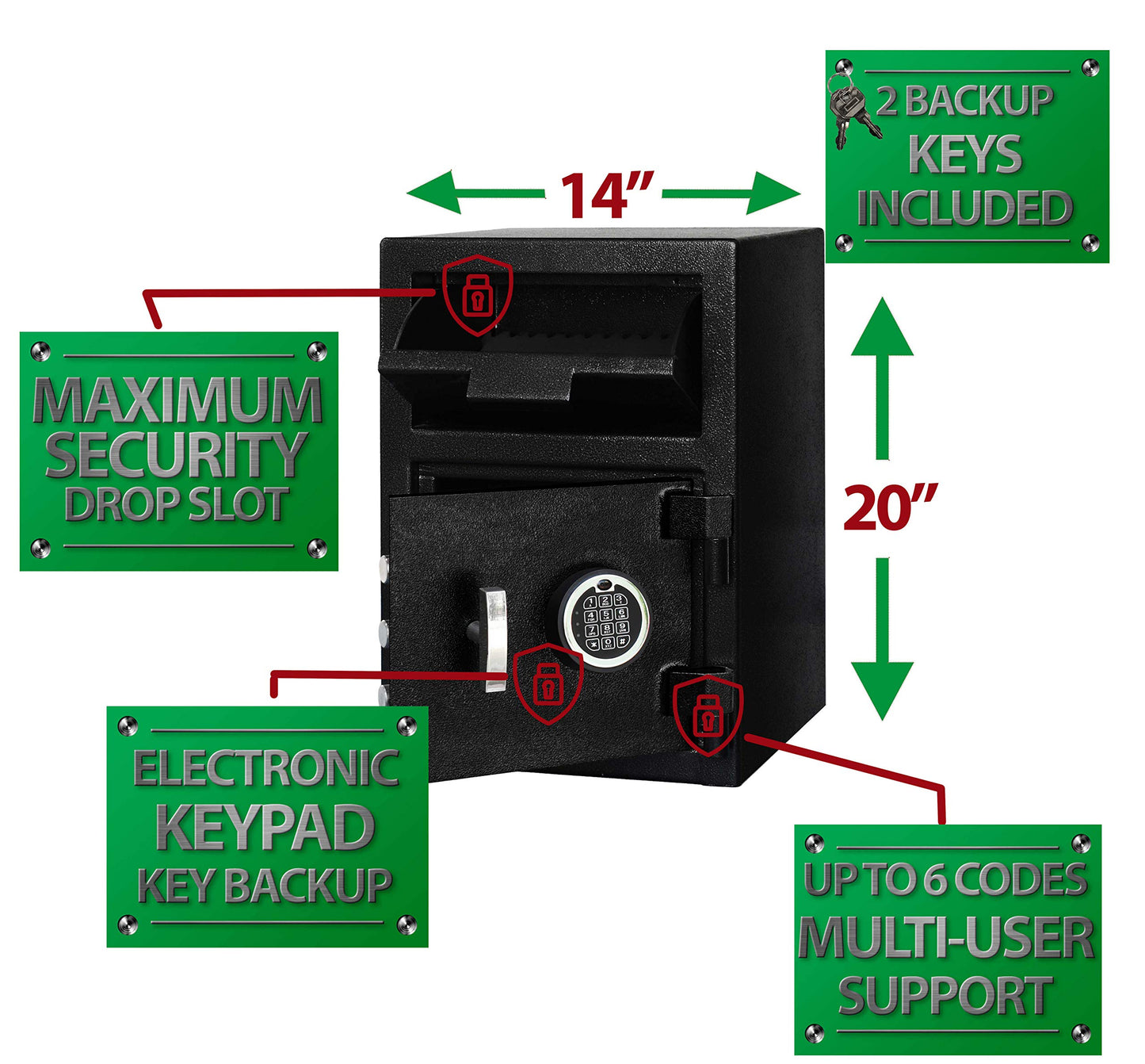 Templeton Safes T862 Standard Depository Safe with Electronic Keypad Combination & Key Backup, 1.12 CBF