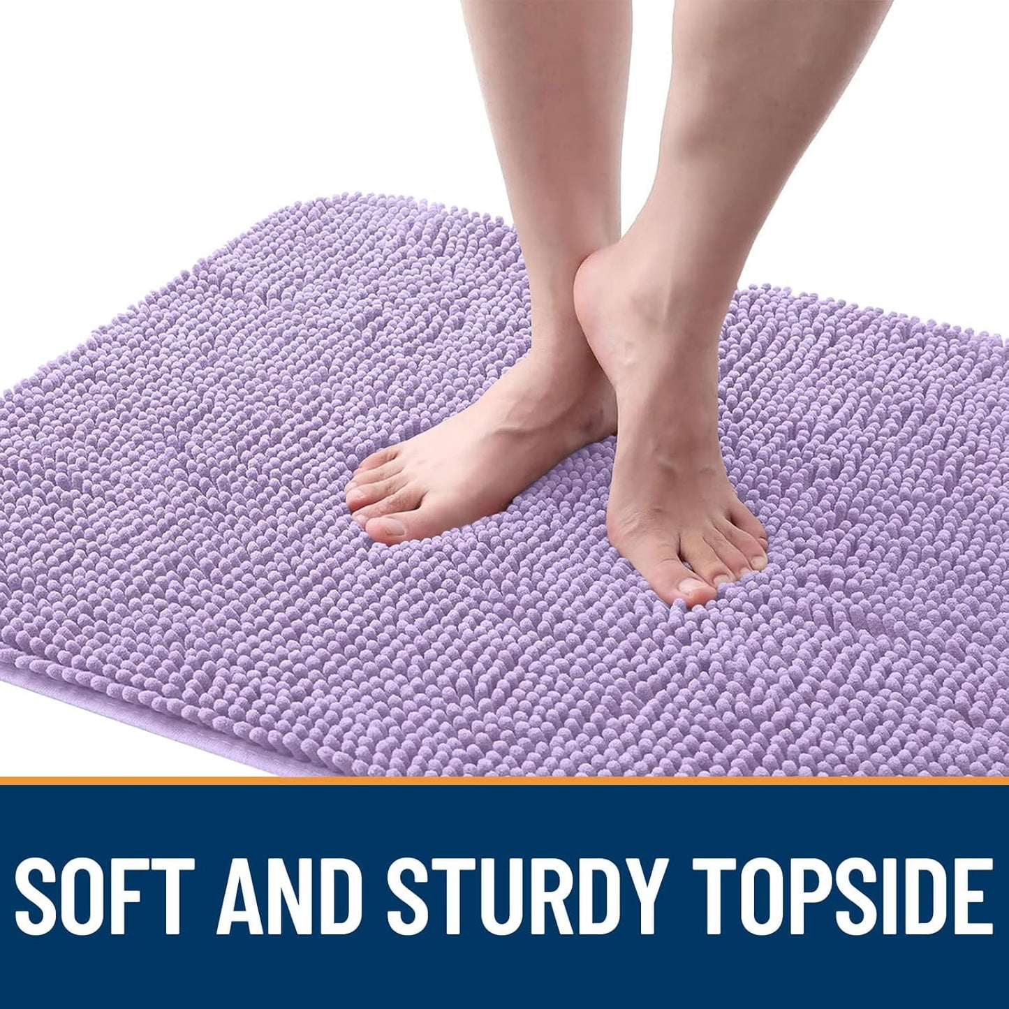 OLANLY Dog Door Mat - Absorbent Non-Slip Mud Mat for Indoor Use | Quick Dry Chenille, 47x32, Lavender