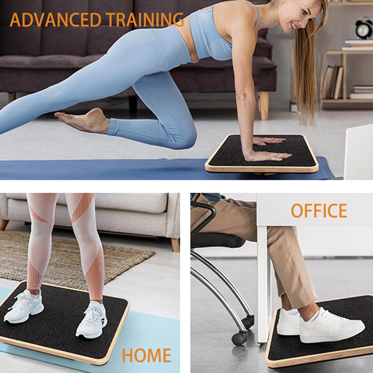 Adult Professional Wooden Balance Board - 350 lbs Non-Slip Balance Board Design, Suitable for Physical Therapy and Under-Desk Use, 2 Simple Setup Methods, Durable and Stable Wooden Board
