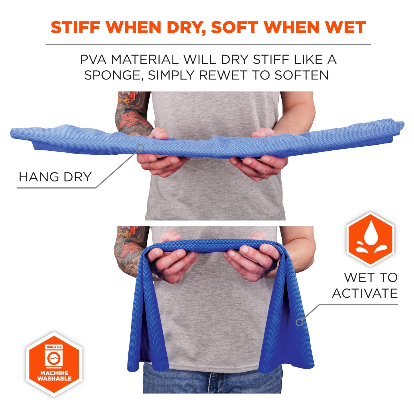 Ergodyne Chill-Its 6602 Evaporative Cooling Towel, Blue 13 inches x 29.5 inches