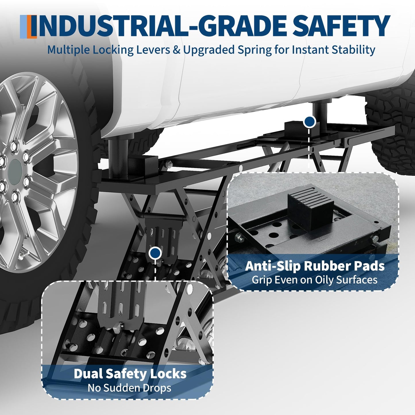 EliteEdge 5000LBS Portable Car Lift for Trucks SUV Sedan, Heavy Duty Scissor Lift Jack with Safety Lock, Adjustable Height 10.24"-26.8", Hydraulic Vehicle Lifting System with Extension Plates