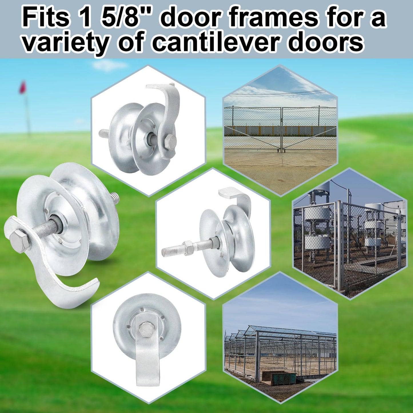 Pasimy 2 Pcs 5'' Sliding Gate Roller Galvanized Steel Pipe Track Roller Gate Hardware Kit for 1 5/8" Pipe Track Fence