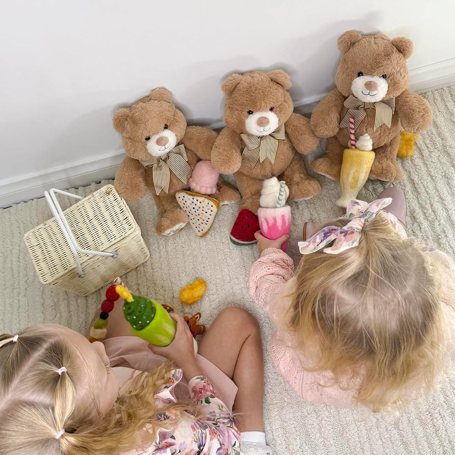 Skiennix 14" Teddy Bear Plush | Soft Snuggle Toy with Chubby Face & Bow Tie | Perfect Gift for Kids & Adults