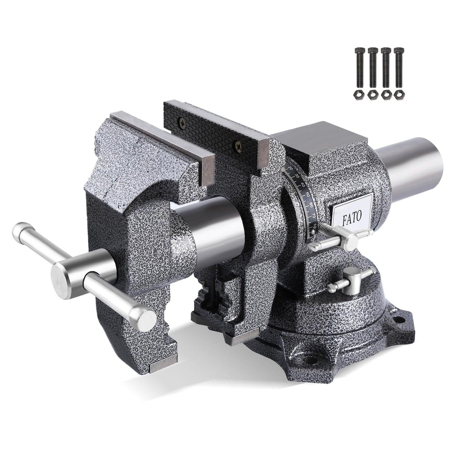 FATO 5 Inch Bench Vise Heavy Duty – Ductile Iron Workbench Vise with 360° Swivel Base & Anvil, 8800 Lbs Clamping Force, 4.92" Jaw Width, 3.94" Opening, for Woodworking, Metalworking, Garage DIY, Black
