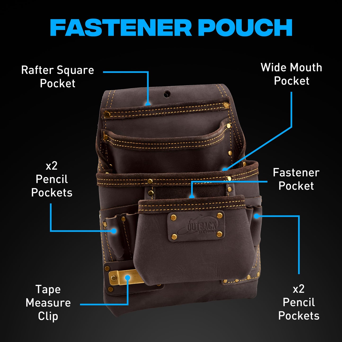 Ox Pro Drywall Tool Belt - 22-Pocket Leather Tool Belt Pouches - Made of Oil-Tanned Leather with Double-Stitching and Steel Rivets - OX-P263804