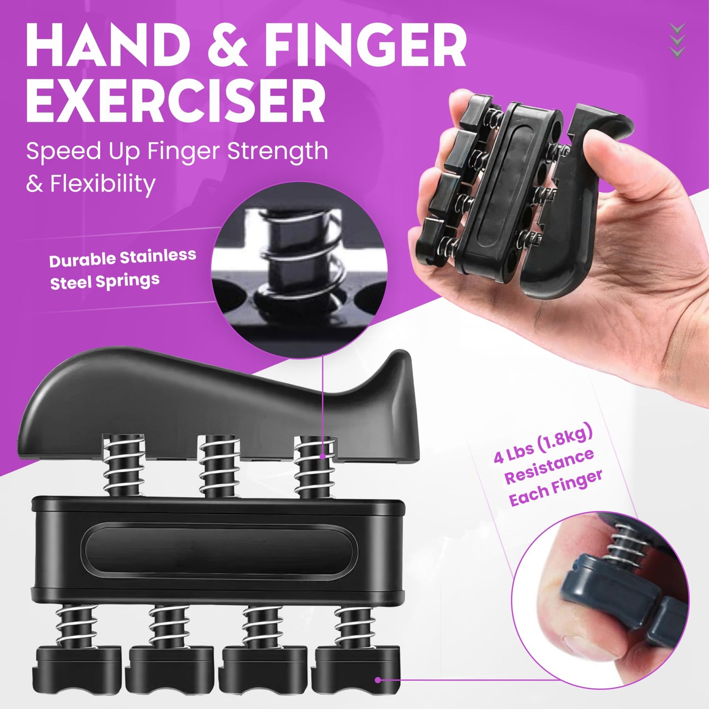 Hand Gripper Strengthener, 7 Pack Adjustable Resistance 22-220Lbs (10-100kg) Forearm Exerciser, Grip Strength Trainer for Muscle Building & Injury Recovery, Aerobic Hands (Packof7)