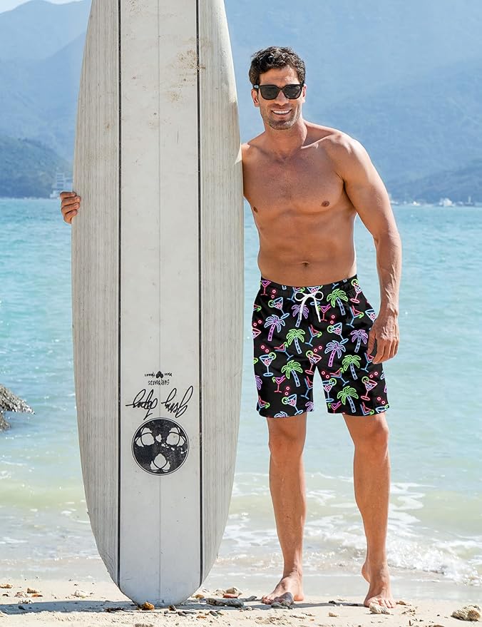 Goodstoworld Mens Swim Trunks with Compression Liner 9'' Inseam Quick Dry Swimsuit Shorts M-3XL