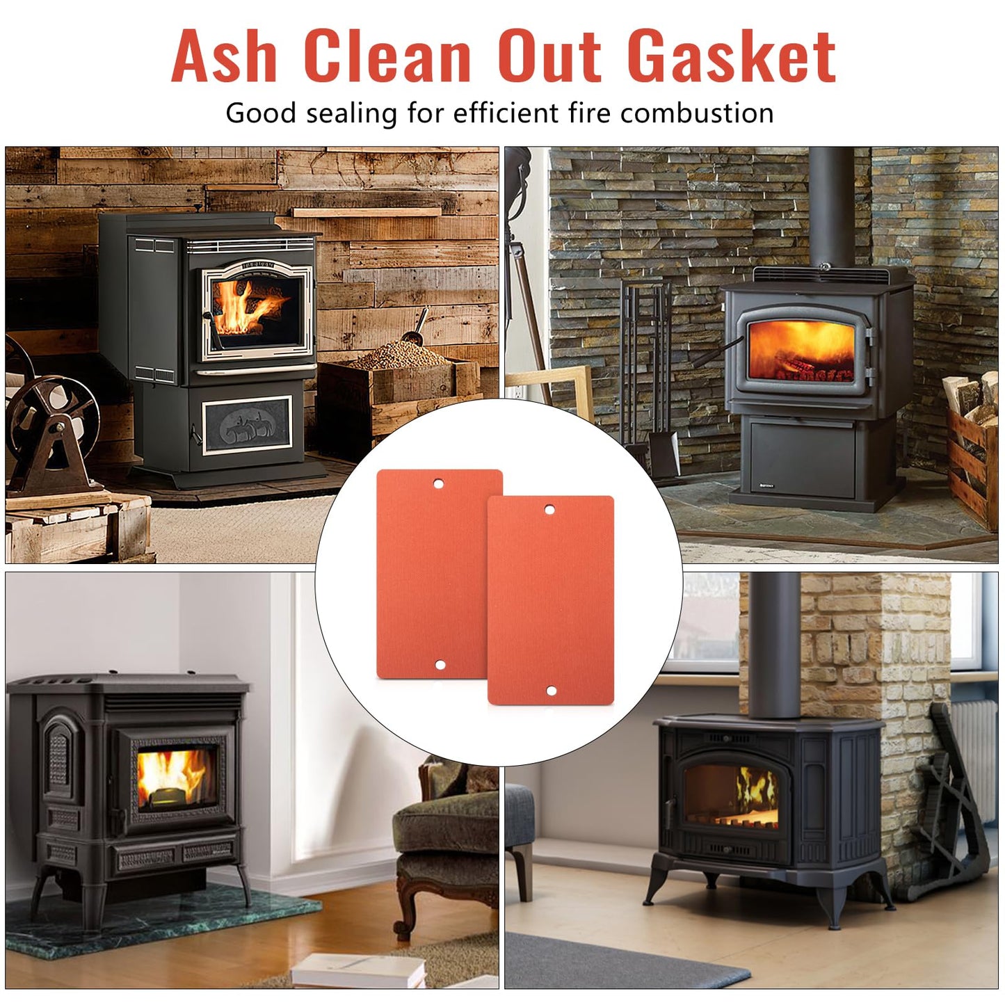 Pellet Stove Ash Cleanout Gasket 88177 Replacement for Ashley AP5790 & Vogelzang VG5770, VG5790 Ash Cleanout Cover Gasket Pellet Stove Gasket Parts, 2 Pack