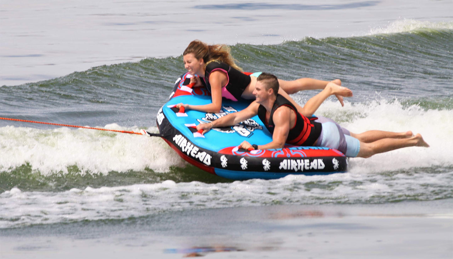 Airhead Griffin 2 Towable 1-2 Rider Tube for Boating and Water Sports, Kwik-Connect Tow, Padded Handles and Patented Speed Safety Valve for Easy Inflating and Deflating