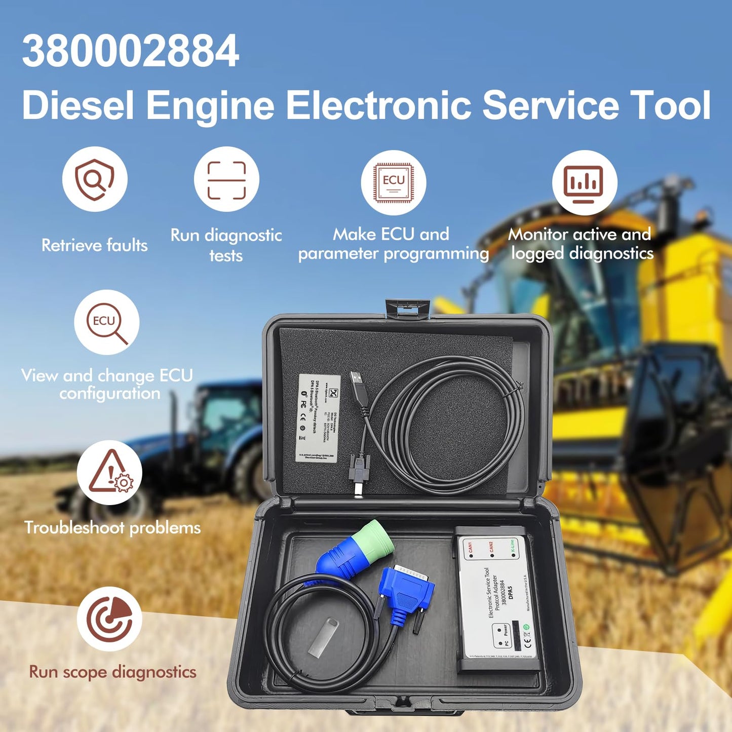 380002884 ESTV8.6 DPA5 Diagnostic Tool Kit/Dearborn Protocol Adapter 5 - fits forNew Holland Electronic Service Tools for Tractor Truck Loader Excavator