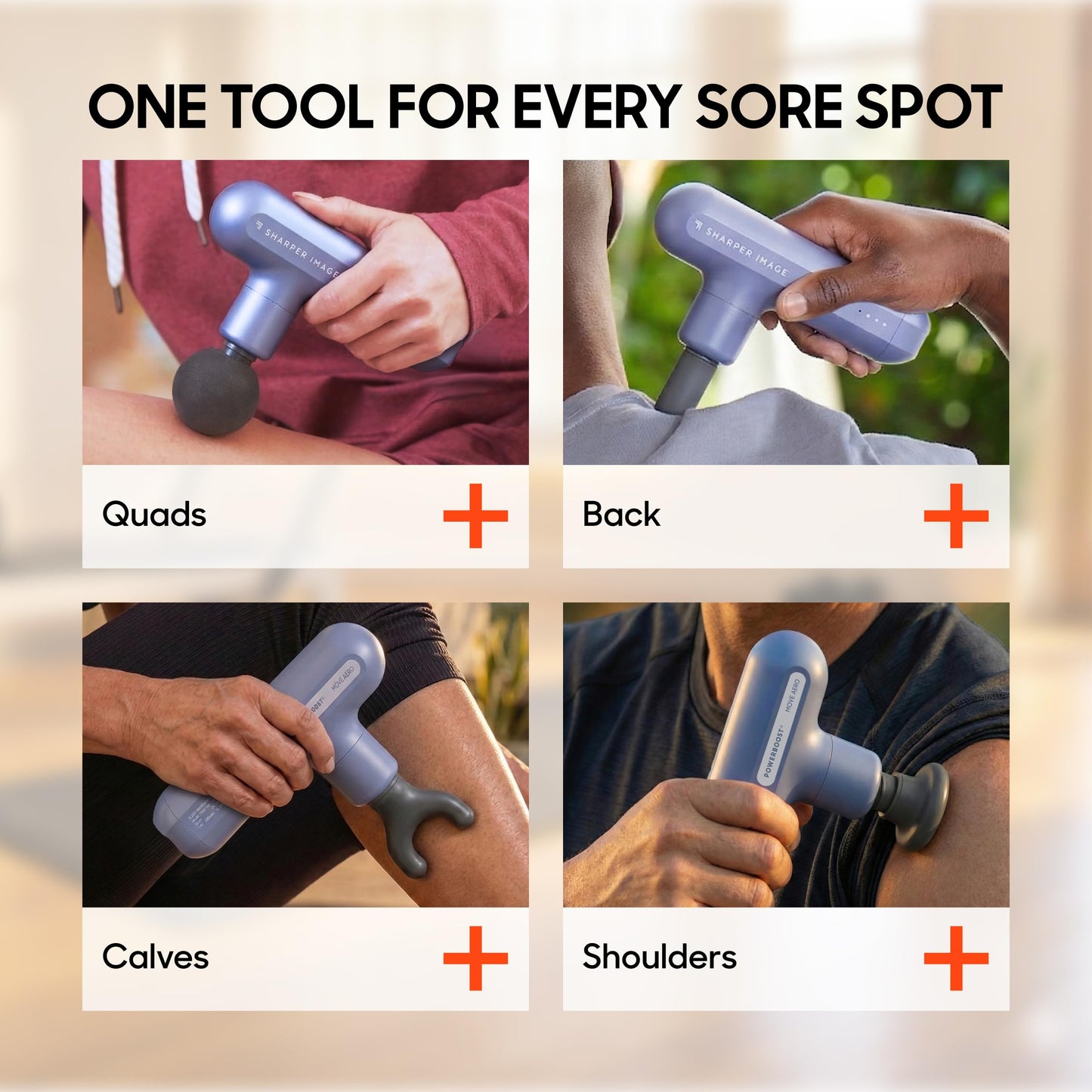 Sharper Image Powerboost Move Aero [New 2026 Version] Mini Deep Tissue Percussion Massage Gun| Muscle Recovery & Pain Relief Massage Tool| Full Body Back & Shoulder Massager| Travel Gift for Men Women