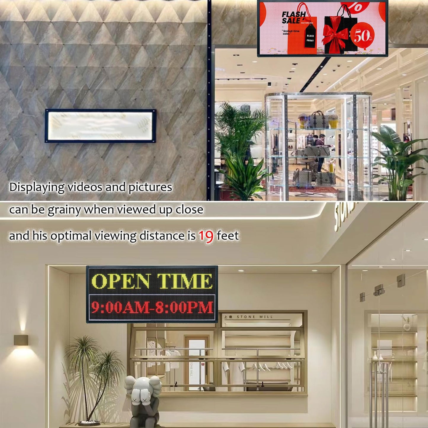 P6 Programmable Led Sign Custom Scrolling Outdoor Digital Signs For Businesses Display Screen Electronic Message Board Stock Ticker Advertising Pixel Led Panel Marquee 40"X17"