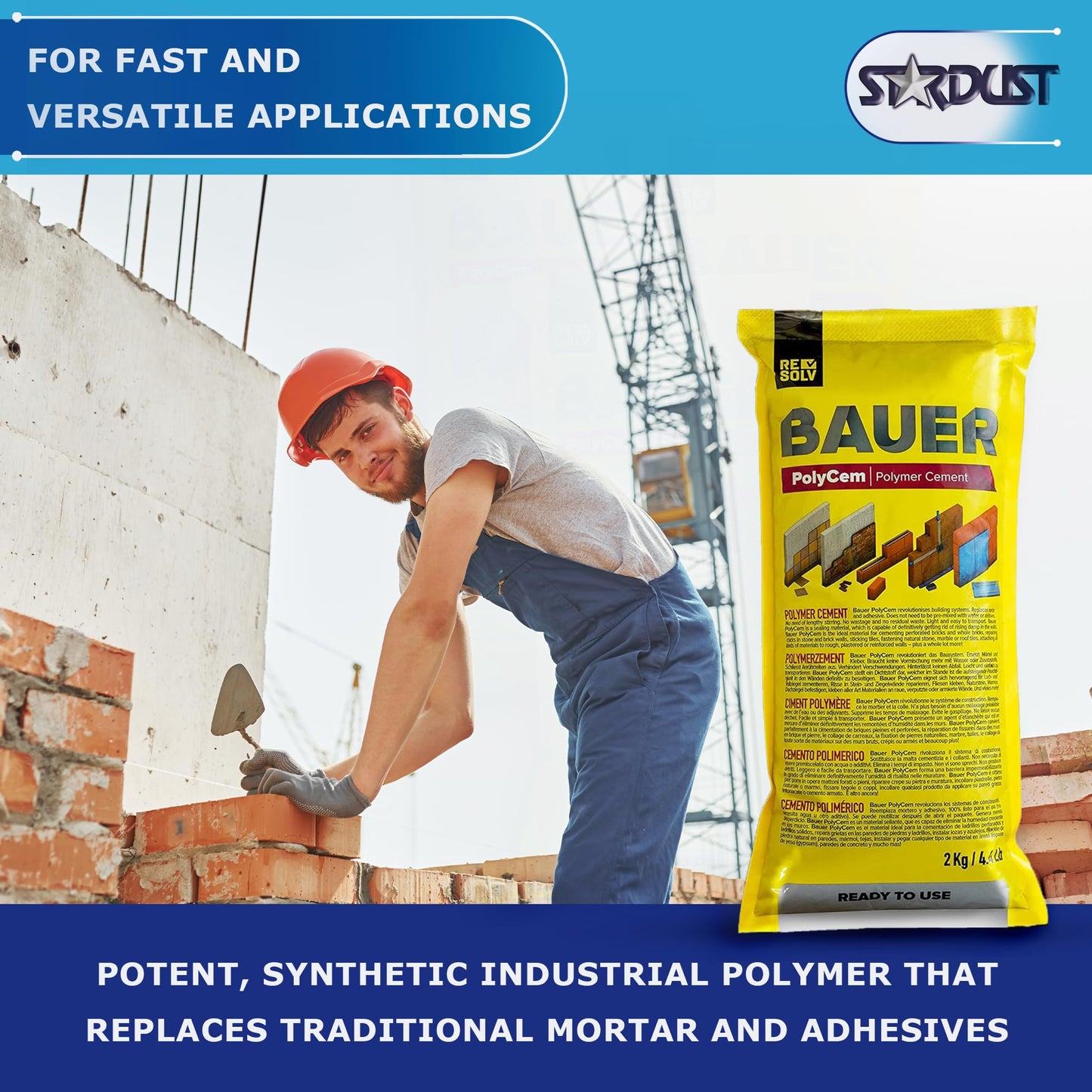 Bauer Instant Polymer Cement 4-Pack - Ready-to-Use Alternative to Mortar & Adhesives - Versatile for Concrete & Stone Tile Crack Repair & Brick Repair, Convenient & Durable