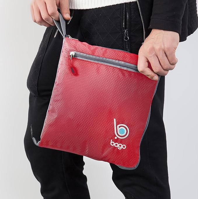 Bago Big XXL Foldable Duffel Bags for Traveling Women & Men - 140L Packable Duffle Bag for Travel with Shoe Compartment - Water Repellant, Heavy Duty, Lightweight Folding & Collapsible (Red)