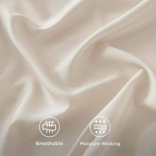 Bedsure Queen Sheet Set - Cooling Bamboo Rayon Sheets | Breathable & Soft, Deep Pocket Up to 16", Light Beige