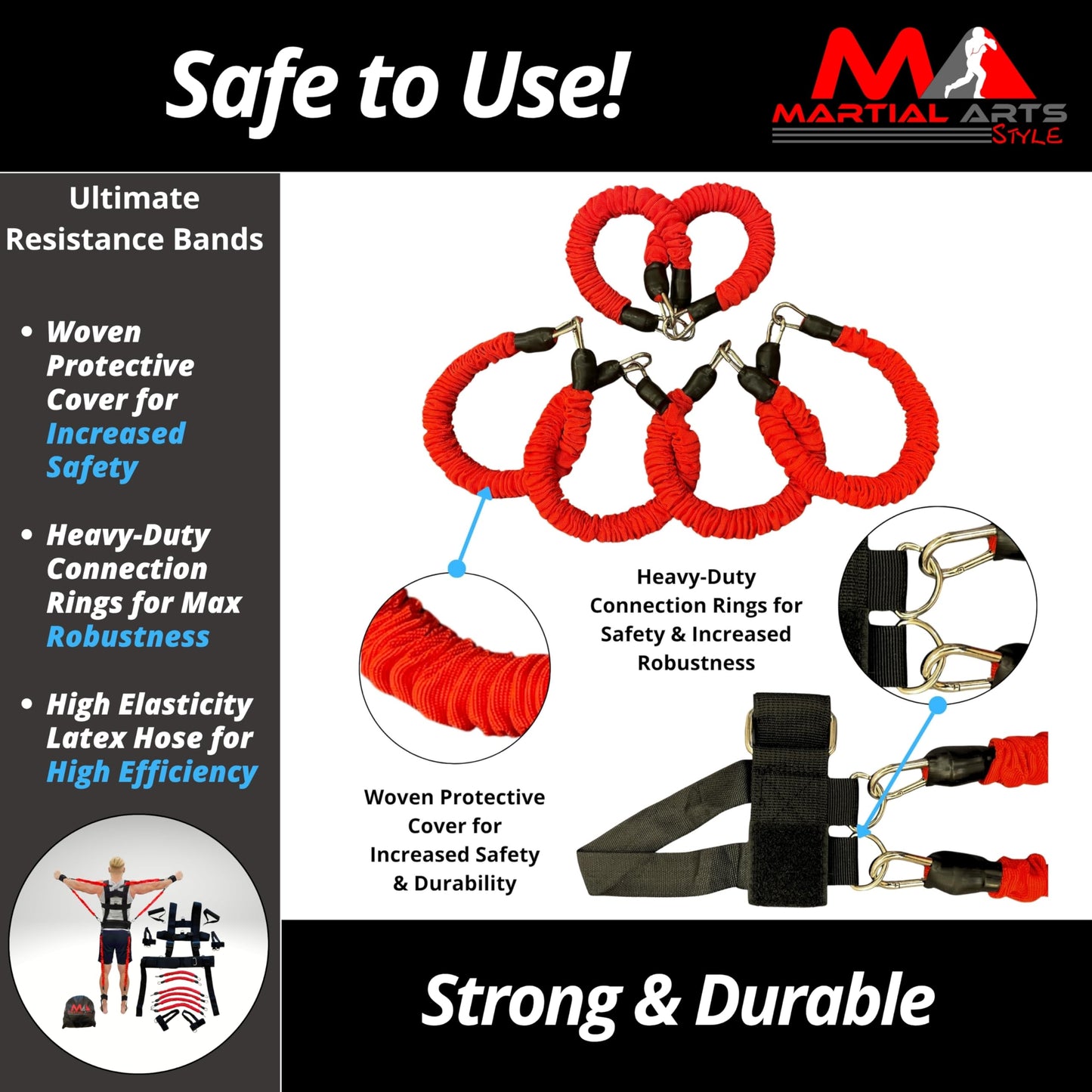 Ultimate Full Body Boxing Resistance Bands Vest for MMA Martial Arts Training at Home for Punches/Kicks, 230lbs Exercise Bands Fitness Workout to Enhance Explosive Power/Speed/Agility (Red)