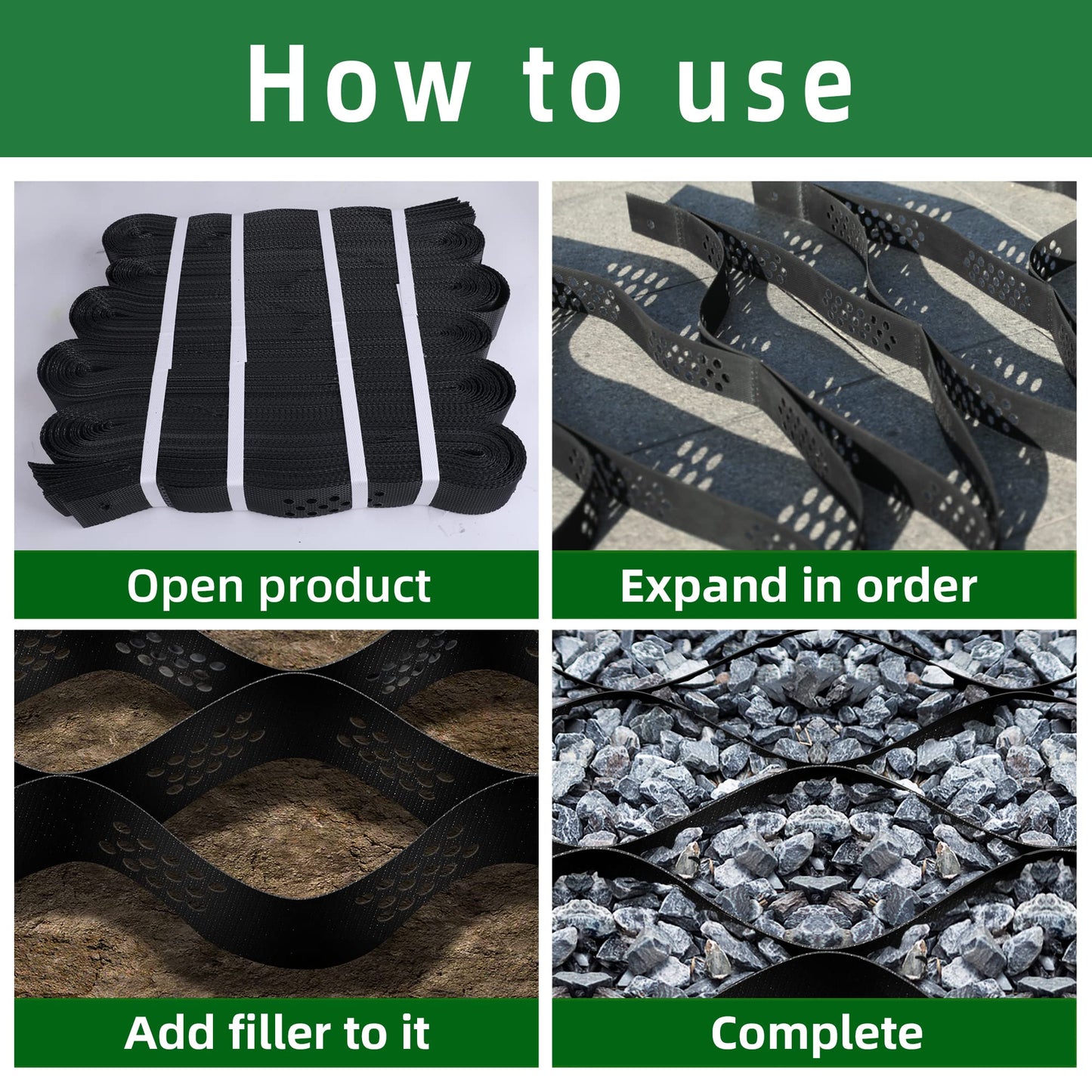Tmovjxv 9.8x32.8ft 321 sq ft Gravel Ground Grid -2 Inch Thick Geo Grid Driveway Stabilization Grids - Driveway Grid System for Garden Landscaping Parking Lots Slope Driveways Slope