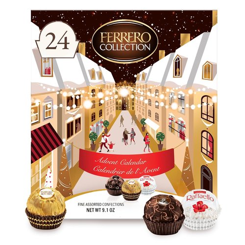 Ferrero Collection Advent Calendar 2022 - Premium Gourmet Assorted Chocolates | 9.5 oz, 25 Count, Gold